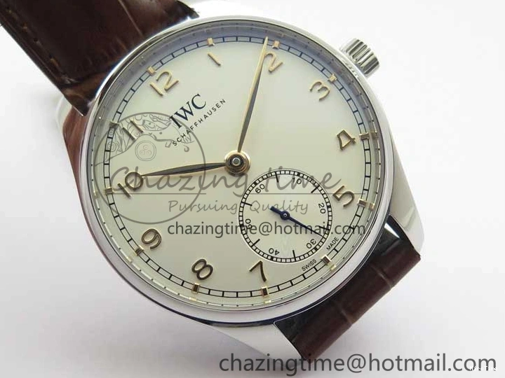 MIROTIME 0413 Original Portuguese IW358304 ZF 1:1 Best Edition SS White Dial RG Markers on Leather Strap A 7077